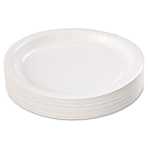 Image of Hoffmaster® PL7095 Coated Paper Dinnerware, Plate, 9" Dia, White, 50/pack, 10 Packs/carton