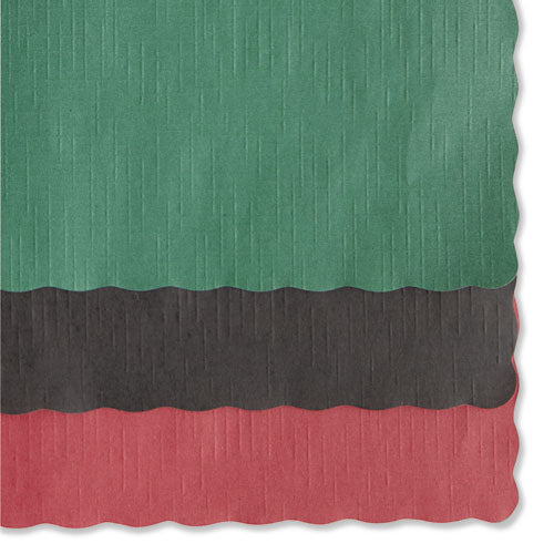 Image of Hoffmaster® 310528 Placemats, Smooth Surface, Scalloped Edges, 13.5" x 9.5", Hunter Green, 1,000/Carton