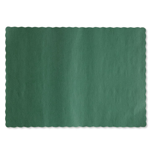 Image of Hoffmaster® 310528 Placemats, Smooth Surface, Scalloped Edges, 13.5" x 9.5", Hunter Green, 1,000/Carton