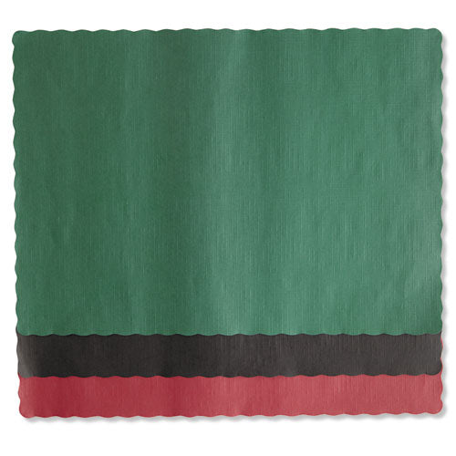 Image of Hoffmaster® 310528 Placemats, Smooth Surface, Scalloped Edges, 13.5" x 9.5", Hunter Green, 1,000/Carton