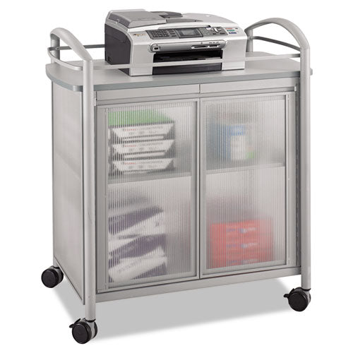 Image of Safco® 8966GR Impromptu Refreshment Cart/Machine Stand, Engineered Wood, 3 Shelf, 34 x 21.25 x 36.5, Gray/Silver