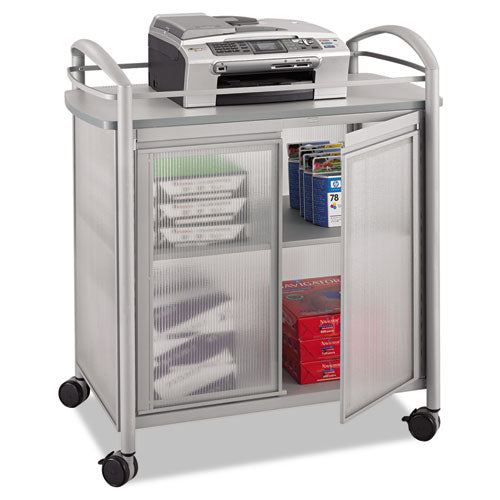 Image of Safco® 8966GR Impromptu Refreshment Cart/Machine Stand, Engineered Wood, 3 Shelf, 34 x 21.25 x 36.5, Gray/Silver
