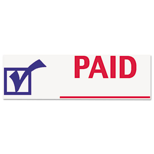 Image of Xstamper® 036029 Two-Color Title Stamp, Paid, Blue/red