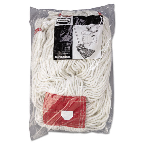 Image of RubbermaidÂ® Commercial Web Foot Wet Mop Head, Shrinkless, Cotton/synthetic, White, Large, 6/carton