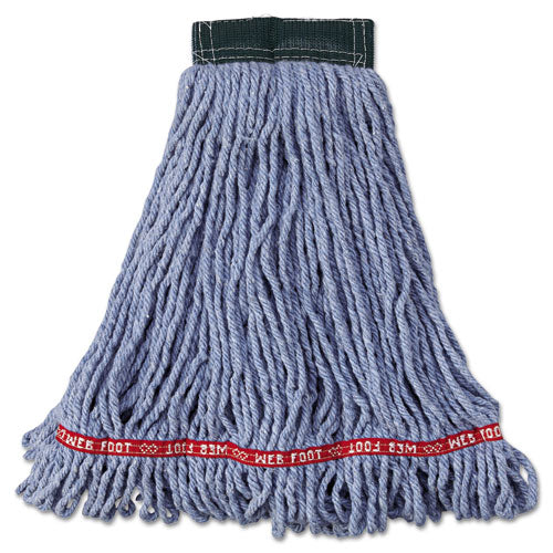 Image of Rubbermaid® Commercial FGA25206BL00 Web Foot Wet Mop Head, Shrinkless, Cotton/Synthetic, Medium, Blue, 6/Carton