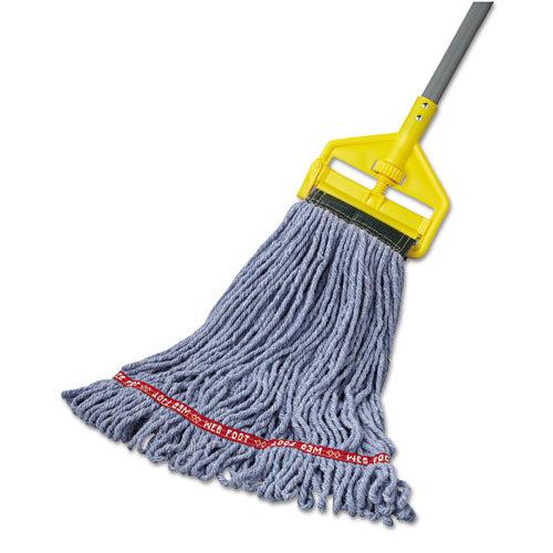 Image of Rubbermaid® Commercial FGA25206BL00 Web Foot Wet Mop Head, Shrinkless, Cotton/Synthetic, Medium, Blue, 6/Carton