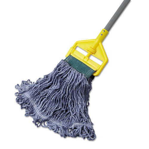 Image of Rubbermaid® Commercial FGD25206BL00 Super Stitch Blend Mop Head, Cotton/Synthetic, Medium, Blue, 6/Carton