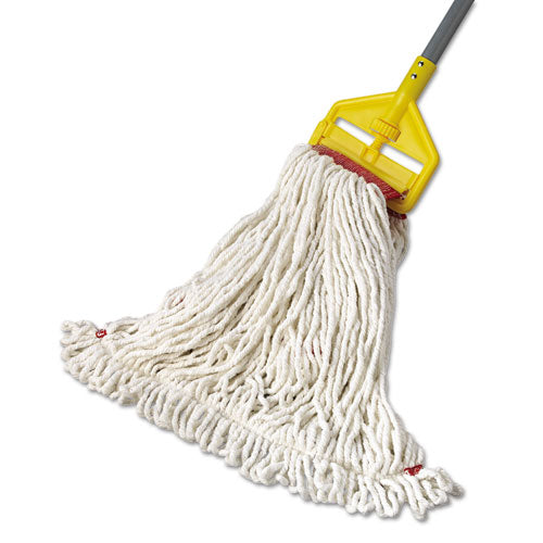 Image of RubbermaidÂ® Commercial Web Foot Wet Mop Head, Shrinkless, Cotton/synthetic, White, Large, 6/carton