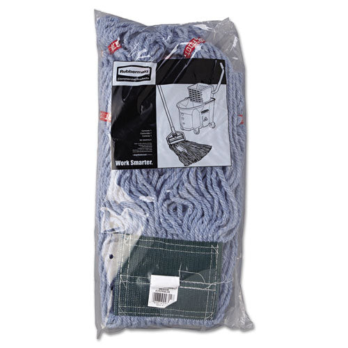 Image of Rubbermaid® Commercial FGA25206BL00 Web Foot Wet Mop Head, Shrinkless, Cotton/Synthetic, Medium, Blue, 6/Carton
