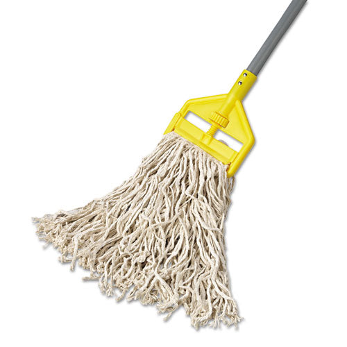 Image of Rubbermaid® Commercial FGV11600WH00 Non-Launderable Economy Cut-End Cotton Wet Mop Head, 16 oz, 1" Band, White, 12/Carton