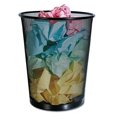 Image of Universal® UNV20008 Mesh Wastebasket, 18 qt, Steel Mesh, Black