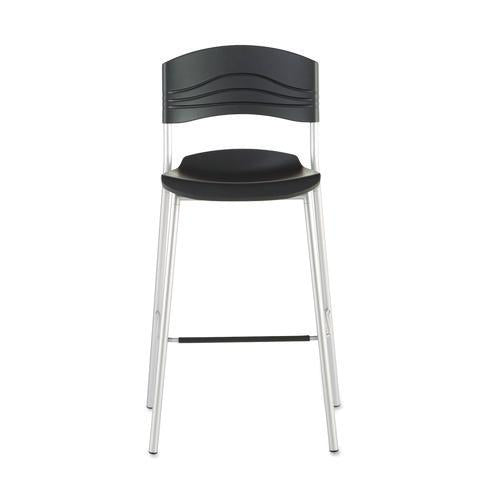 Image of Iceberg CafeWorks Stool, Supports Up to 225 lb, 30" Seat Height, Graphite Seat, Graphite Back, Silver Base