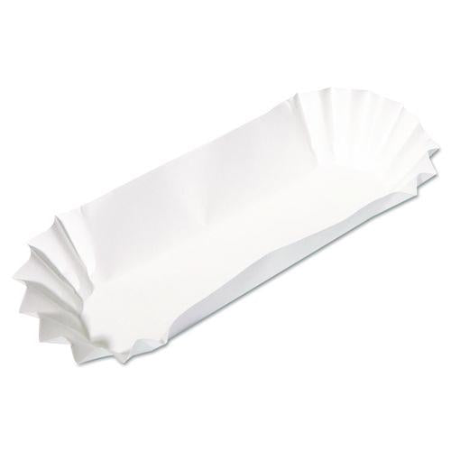 Image of Hoffmaster® 610740 Fluted Hot Dog Trays, 6 x 2 x 2, White, Paper, 500/Sleeve, 6 Sleeves/Carton