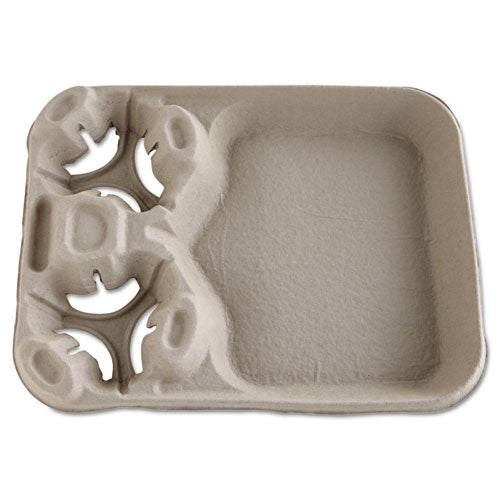 Image of Chinet® 20990 StrongHolder Molded Fiber Cup/Food Tray, 8 oz to 44 oz, Two Cups + Food Tray, Beige, 100/Carton