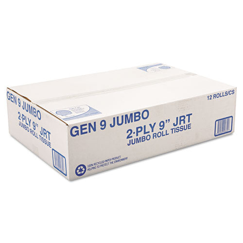 Image of General Supply 8112 Jumbo Roll Bath Tissue, Septic Safe, 2-Ply, 3.3" x 700 ft, White, 12 Rolls/Carton
