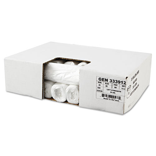 Image of Boardwalk® Z6639LN GR1 High-Density Can Liners, 33 gal, 9 mic, 33" x 39", Natural, Perforated Roll, 25 Bags/Roll, 20 Rolls/Carton