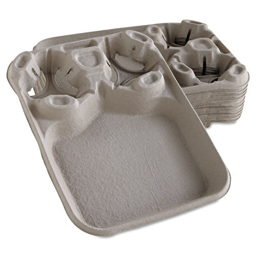 Image of Chinet® 20990 StrongHolder Molded Fiber Cup/Food Tray, 8 oz to 44 oz, Two Cups + Food Tray, Beige, 100/Carton