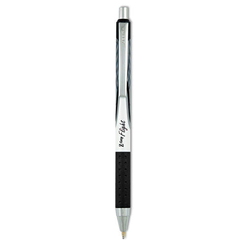 Image of Zebra® 21910 Z-Grip Flight Ballpoint Pen, Retractable, Bold 1.2 mm, Black Ink, Black/Gray/White Barrel, 12/Pack