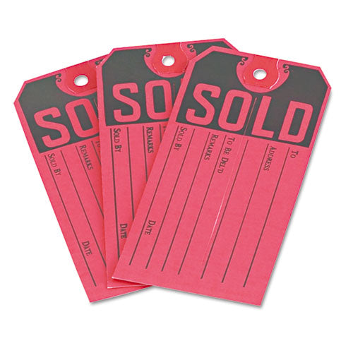 Image of Avery® 15161 Sold Tags, Paper, 4.75 x 2.38, Red/Black, 500/Box