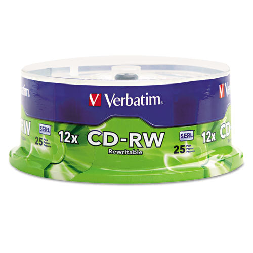 Image of Verbatim® 95155 Cd-Rw Rewritable Disc, 700 Mb/80 Min, 12x, Spindle, Silver, 25/pack