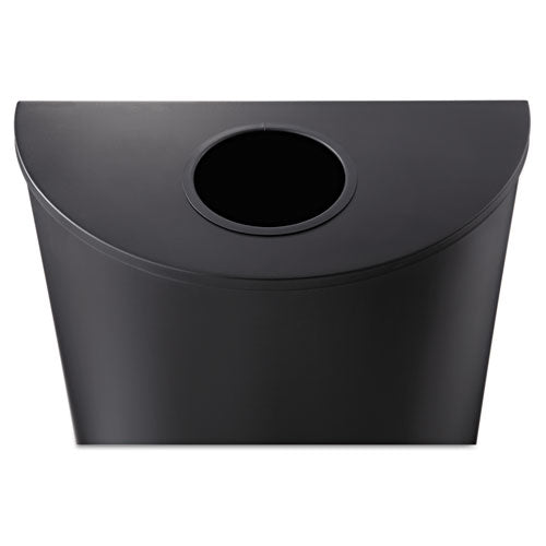 Image of Safco® 9940BL Half-Round Receptacle, 15 gal, Steel, Black
