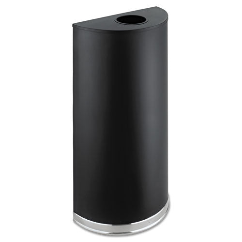 Image of Safco® 9940BL Half-Round Receptacle, 15 gal, Steel, Black