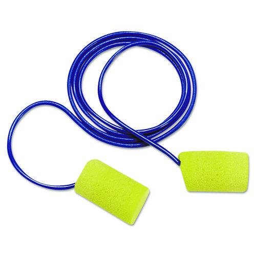 Image of 3M 311-4101 E-A-R Classic Foam Earplugs, Corded, 33 dB NRR, Large, Yellow Cylindrical Plugs, 200 Pairs/Box
