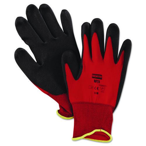 Image of North Safety® NF11/8M NorthFlex Red Foamed PVC Palm Coated Gloves, EN388: 4131, 10" Long, Medium (Size 8), Red/Black, 12 Pairs