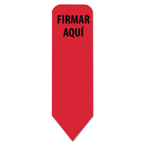 Image of Redi-Tag® 82025 Arrow Message Page Flags in Dispenser, "FIRMAR AQUI", Red, 120 Flags/Pack