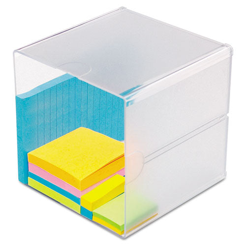 Image of deflecto® 350401 Stackable Cube Organizer, 1 Compartment, 6 x 6 x 6, Plastic, Clear