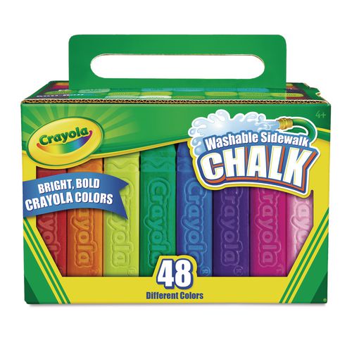 Image of Crayola® 51-2048 Washable Sidewalk Chalk, 4" x 0.88" Diameter, 48 Assorted Bright Colors, 48 Sticks/Set