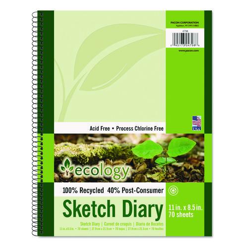 Image of Pacon® P4798 Ecology Sketch Diary, 60 lb Text Paper Stock, Green Cover, (70) 11 x 8.5 Sheets