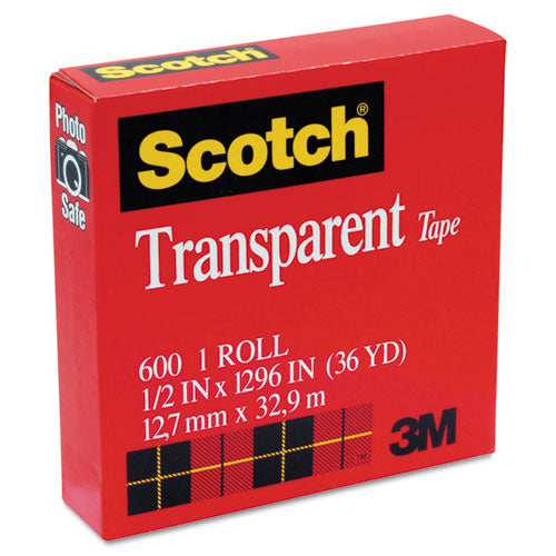 Image of Scotch® 600 Transparent Tape, 1" Core, 0.5" X 36 Yds, Transparent
