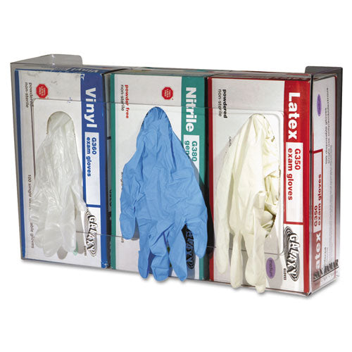 Image of San Jamar® G0805 Clear Plexiglas Disposable Glove Dispenser, 3-Box, Plexiglas, Clear, 18 x 3.75 x 10
