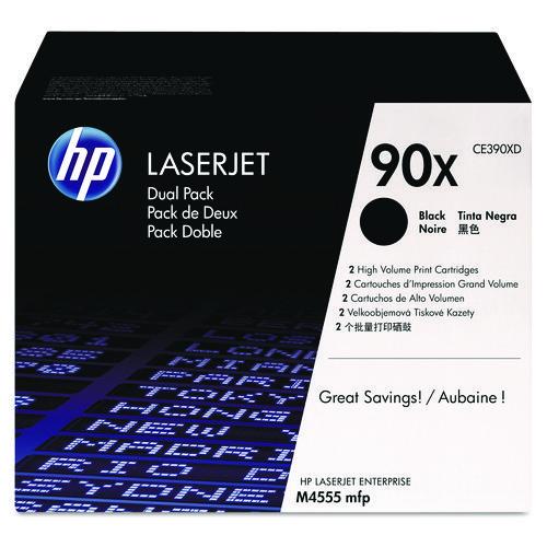 Image of HP CE390XD HP 90x, (ce390x-D) 2-Pack High-Yield Black Original Laserjet Toner Cartridges