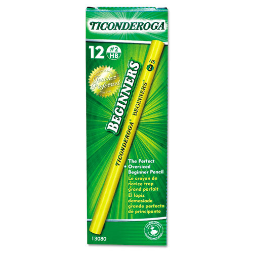 Image of DixonÂ® Ticonderoga Beginners Woodcase Pencil with Microban, HB (#2), Black Lead, Yellow Barrel, Dozen