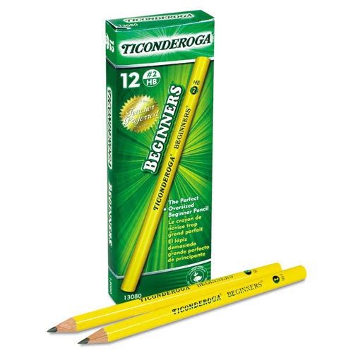 Image of DixonÂ® Ticonderoga Beginners Woodcase Pencil with Microban, HB (#2), Black Lead, Yellow Barrel, Dozen