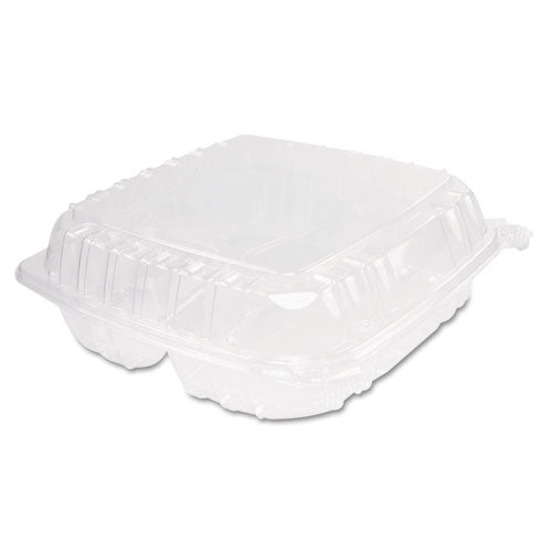 Image of Dart® C95PST3 ClearSeal Hinged-Lid Plastic Containers, 3 Compartments, 9.4 x 8.9 x 3, Plastic, 100/Bag, 2 Bags/Carton