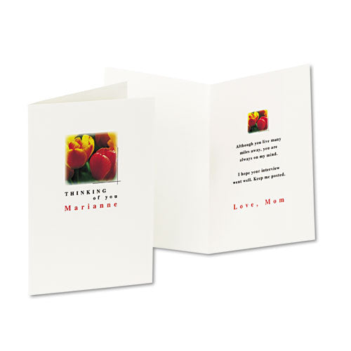 Image of Avery® 03378 Half-Fold Greeting Cards with Envelopes, Inkjet, 65 lb, 5.5 x 8.5, Textured Uncoated White, 1 Card/Sheet, 30 Sheets/Box