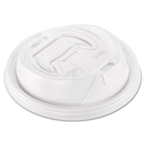 Image of Dart® 16RCL Optima Reclosable Lid, Fits 12 oz to 24 oz Hot Cups, Plastic, White, 100/Pack, 10 Packs/Carton