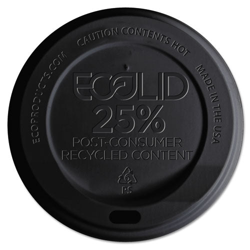 Image of Eco-Products® EP-HL16-BR EcoLid 25% Recycled Content Hot Cup Lid, Fits 10 oz to 20 oz Hot Cups, Plastic, Black, 100/Pack, 10 Packs/Carton