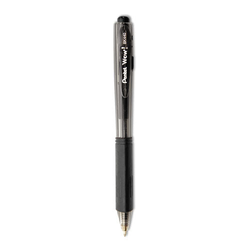 Image of Pentel® BK440ASW-USS WOW! Ballpoint Pen Value Pack, Retractable, Medium 1 mm, Black Ink, Smoke/Black Barrel, 36/Pack