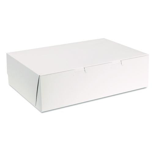 Image of SCT® SCH 1025 White One-Piece Non-Window Bakery Boxes, 1/4-Sheet Cake Box, 14 x 10 x 4, White, Paper, 100/Carton
