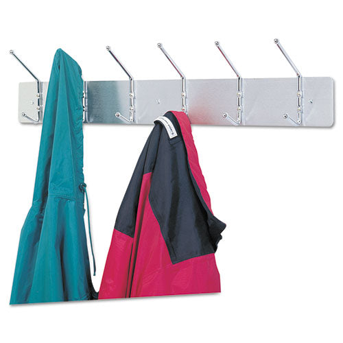 Image of Safco® 4162 Metal Wall Rack, Six Ball-Tipped Double-Hooks, Metal, 36w x 3.75d x 7h, Satin