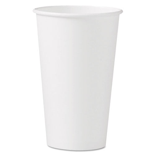 Image of SOLO® 316W-2050 Single-Sided Poly Paper Hot Cups, 16 oz, White, 50/Sleeve, 20 Sleeves/Carton