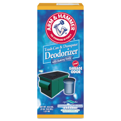 Image of Arm & Hammer 33200-84116 Trash Can And Dumpster Deodorizer With Baking Soda, Sprinkle Top, Original, Powder, 42.6 Oz Box, 9/carton