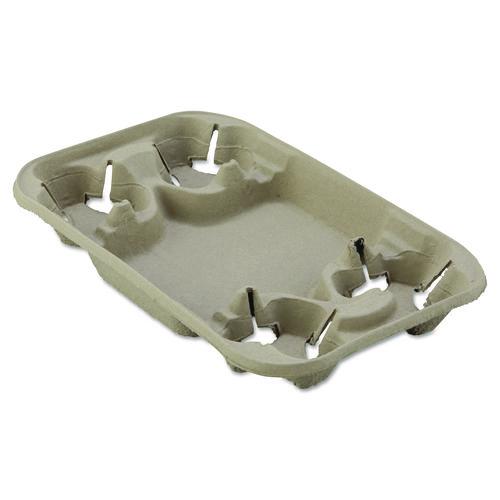 Image of Chinet® 20969 StrongHolder Molded Fiber Cup/Food Tray, 8 oz to 22 oz, Four Cups + Food Tray, Beige, 250/Carton