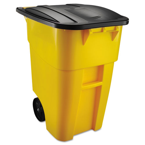 Image of Rubbermaid® Commercial FG9W2700YEL Square Brute Rollout Container, 50 gal, Molded Plastic, Yellow