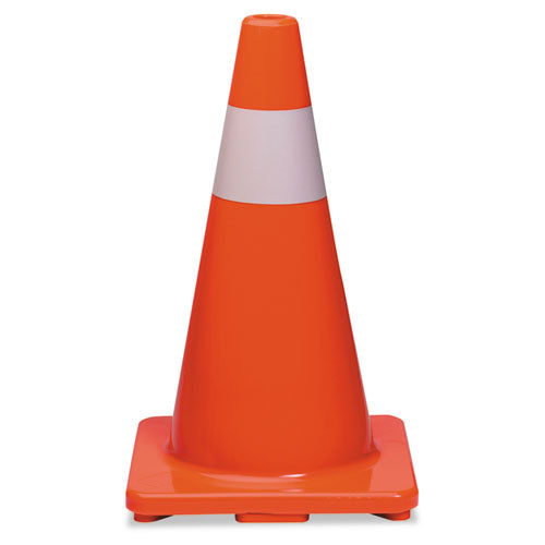 Image of Tatco 25500 Traffic Cone, 10 X 10 X 18, Orange/silver