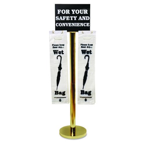Image of Tatco 57029 Wet Umbrella Bag Stand, 16w X 12d X 54.5h, Brass/black/white